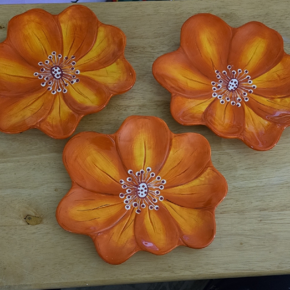 Set Of 3 Gates Ware Floral Plates